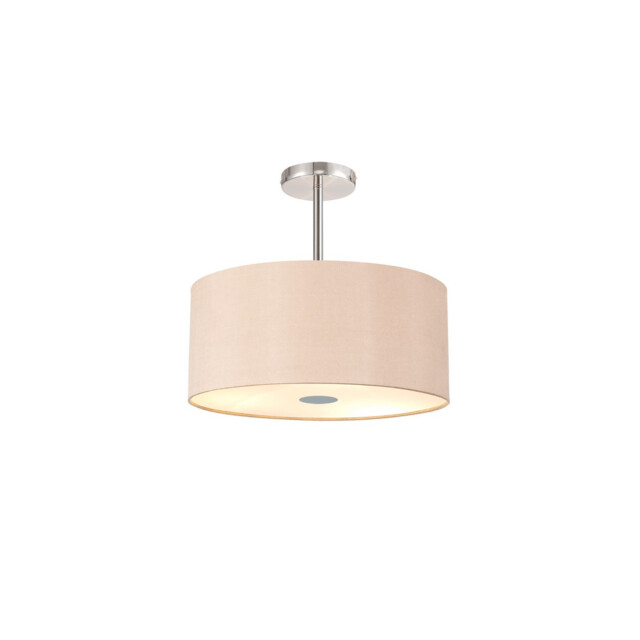 Baymont Polished Chrome 5 Light E27 Semi Flush With 40cm x 18cm Dual Faux Silk Shade, Antique Gold/Ruby - image 1