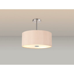 Baymont Polished Chrome 5 Light E27 Semi Flush With 40cm x 18cm Dual Faux Silk Shade, Antique Gold/Ruby - thumbnail 2