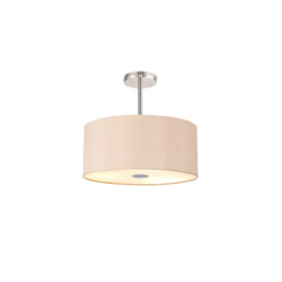 Baymont Polished Chrome 5 Light E27 Semi Flush With 40cm x 18cm Dual Faux Silk Shade, Antique Gold/Ruby