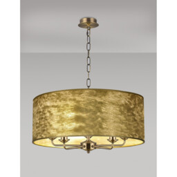 Banyan 5 Light Multi Arm Pendant, E14 Antique Brass With 60cm x 22cm Gold Leaf With White Lining Shade - thumbnail 2