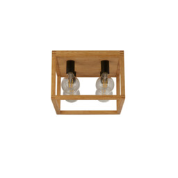 Square Woven Bamboo Wood 4 Light Ceiling Flush - thumbnail 2