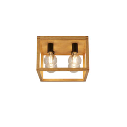 Square Woven Bamboo Wood 4 Light Ceiling Flush - thumbnail 1