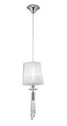 Tiffany Ceiling Pendant 1+1 Light E27+G9, Polished Chrome with White Shade & Clear Crystal - thumbnail 1