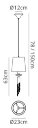 Tiffany Ceiling Pendant 1+1 Light E27+G9, Polished Chrome with White Shade & Clear Crystal - thumbnail 2