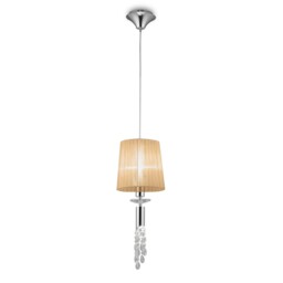 Tiffany Ceiling Pendant 1+1 Light E27+G9, Polished Chrome with White Shade & Clear Crystal - thumbnail 5
