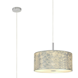 Baymont Polished Chrome 3 Light E27 Single Pendant With 40cm x 18cm Silver Leaf Shade - thumbnail 1