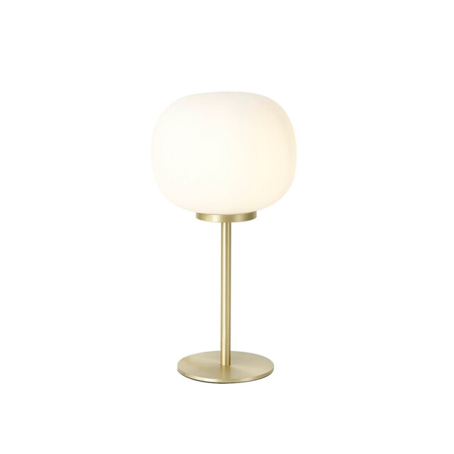 Cheektowaga Small Oval Ball Tall Table Lamp E27 Satin Gold Base With Frosted White Glass Globe - image 1