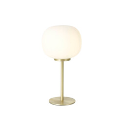 Cheektowaga Small Oval Ball Tall Table Lamp E27 Satin Gold Base With Frosted White Glass Globe - thumbnail 1