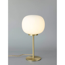 Cheektowaga Small Oval Ball Tall Table Lamp E27 Satin Gold Base With Frosted White Glass Globe - thumbnail 3