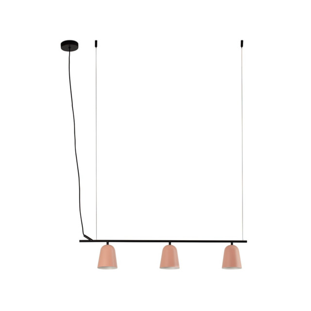 Studio 3 Light Bar Pendant Ceiling Light Matt Black, Pink