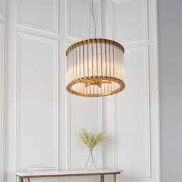 Romola Pendant Ceiling Light Matt Gold Finish, Clear Ribbed Glass, 6x E14 - thumbnail 5