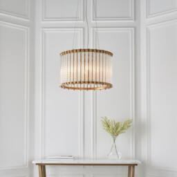 Romola Pendant Ceiling Light Matt Gold Finish, Clear Ribbed Glass, 6x E14 - thumbnail 2
