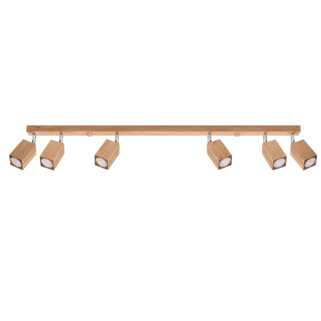 Keke Oak Square Ceiling Spotlight Bar Wood, 6x GU10 - image 1