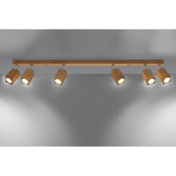 Keke Oak Square Ceiling Spotlight Bar Wood, 6x GU10 - thumbnail 3