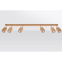 Keke Oak Square Ceiling Spotlight Bar Wood, 6x GU10 - thumbnail 2