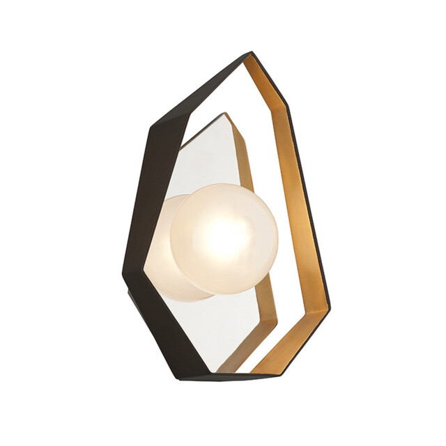 Origami 1 Light Wall Sconce Bronze With Gold Leaf, Glass