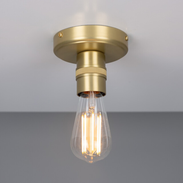 Devon Minimalist Brass Flush Ceiling Light, Satin Brass