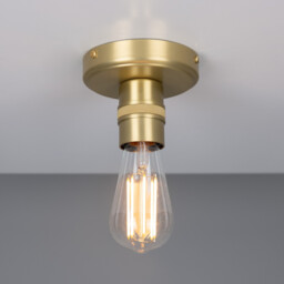Devon Minimalist Brass Flush Ceiling Light, Satin Brass