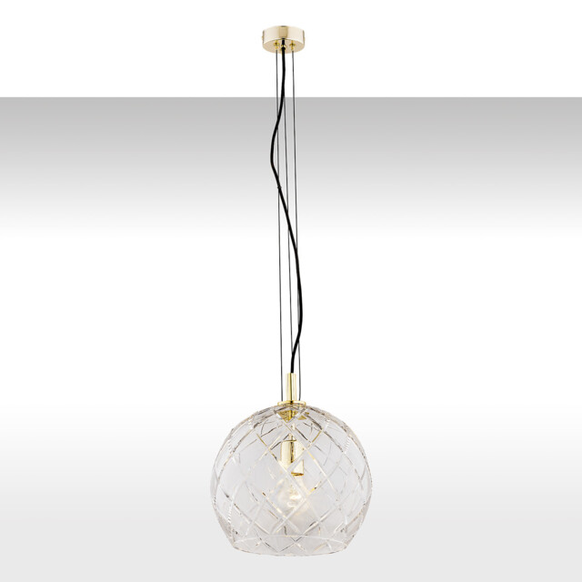 Oviedo Globe Pendant Ceiling Light Transparent, Brass Steel - image 1