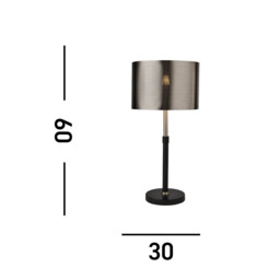 Table Lamp Black, Chrome with Brushed Black Chrome Shade - thumbnail 3