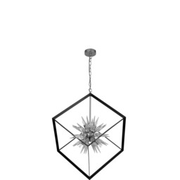 Stellar 6 Light Spike Ball Pendant, Matt Black Frame, Crystal Glass - thumbnail 2