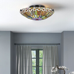 Quoizel Watkins Ceiling Light Tiffany Style Valiant Bronze, Art Glass Shade 2x E27 - thumbnail 2