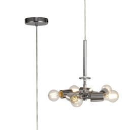 Baymont 28cm Polished Chrome 5 Light E27 Universal Single Pendant, Suitable For A Vast Selection Of Shades - thumbnail 1