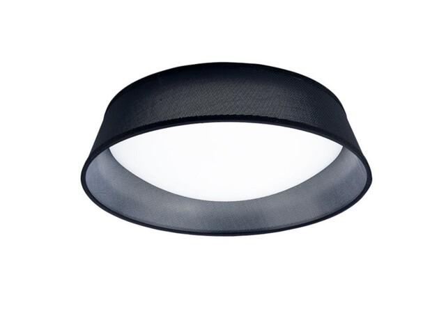 Nordica Flush Ceiling, 3 Light E27, Cylindrical 45cm, White Acrylic with Black Shade - image 1