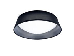 Nordica Flush Ceiling, 3 Light E27, Cylindrical 45cm, White Acrylic with Black Shade - thumbnail 1