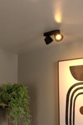 Trigono Modern Twin Ceiling Spotlight - 2xGU10 - Black - thumbnail 5