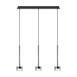 Tonic Linear Pendant, 3 Light, With Replaceable 12W LEDs, 4000K, Bronze/Black/Bronze Glass - thumbnail 1