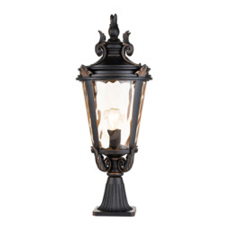 Baltimore 1 Light Large Outdoor Pedestal Lantern Weathered Bronze IP44, E27 - thumbnail 1