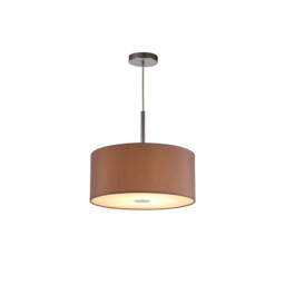 Baymont Polished Chrome E27 Single Pendant With 40cm x 18cm Dual Faux Silk Shade, Taupe/Halo Gold - thumbnail 5
