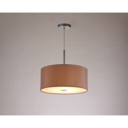 Baymont Polished Chrome E27 Single Pendant With 40cm x 18cm Dual Faux Silk Shade, Taupe/Halo Gold - thumbnail 2