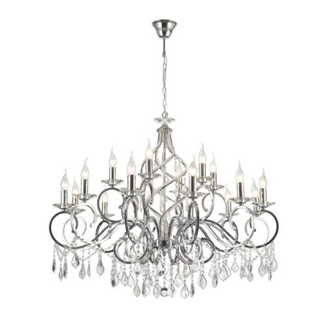 Torino Chandelier 18 Light E14 Polished Chrome, Crystal - image 1