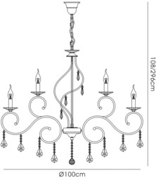 Torino Chandelier 18 Light E14 Polished Chrome, Crystal - thumbnail 3