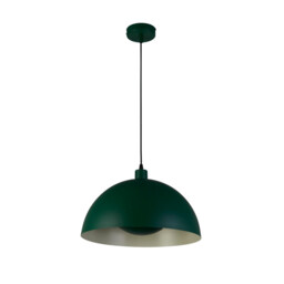 Mars Dome Celling Pendant, Matt Green Metal & Cream Inner 40cm - thumbnail 2