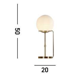 Sphere 1 Light Table Globe Lamp White, Antique Brass with Glass Shade, E27 - thumbnail 2