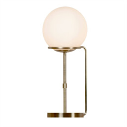 Sphere 1 Light Table Globe Lamp White, Antique Brass with Glass Shade, E27 - thumbnail 1