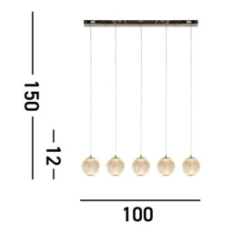 Allure 5 Light Bar Pendant Chrome, Clear Acrylic - thumbnail 3