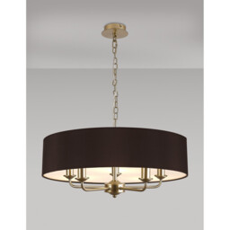 Banyan 5 Light Multi Arm Pendant With 60cm x 15cm Faux Silk Fabric Shade Champagne Gold/Black - thumbnail 2