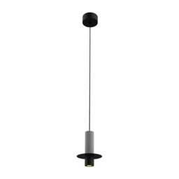 Zambelis Slim Pendant Ceiling Light Black Matt-Natural Concrete LED 3000K