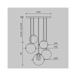 Basic Form Modern Cluster Pendant Ceiling Light Gold 5xG9 Glass Shade - thumbnail 2