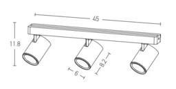 Gramada Ceiling Spotlight Bar Black Matt - Brushed Brass 3xGU10 - thumbnail 2