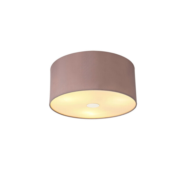 Baymont Polished Chrome 3 Light E27 Flush Ceiling With 40cm x 18cm Dual Faux Silk Shade, Taupe/Halo Gold - image 1