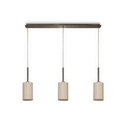 Baymont Antique Brass 3 Light E27 Linear Pendant, With 12cm x 20cm Faux Silk Shade, Ivory Pearl/White Laminate - thumbnail 5