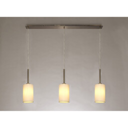 Baymont Antique Brass 3 Light E27 Linear Pendant, With 12cm x 20cm Faux Silk Shade, Ivory Pearl/White Laminate - thumbnail 2