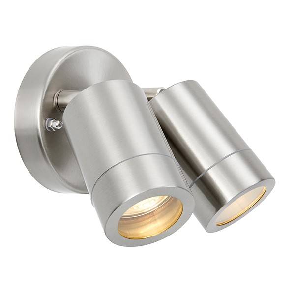 Atlantis 2 Light Outdoor Coastal Spotlight Marine Grade Brushed Stainless Steel, Glass IP65, GU10 - image 1
