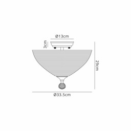 Dresden 2 Light Semi Flush Ceiling Lamp E27 With Round 33.5cm Prismatic Effect Glass Shade Antique Brass, Clear - thumbnail 2