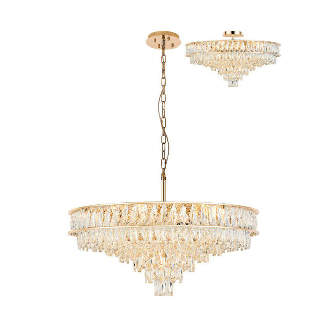 Vivienne 70cm Pendant/Semi Flush 1E14 French Gold/Crystal - image 1